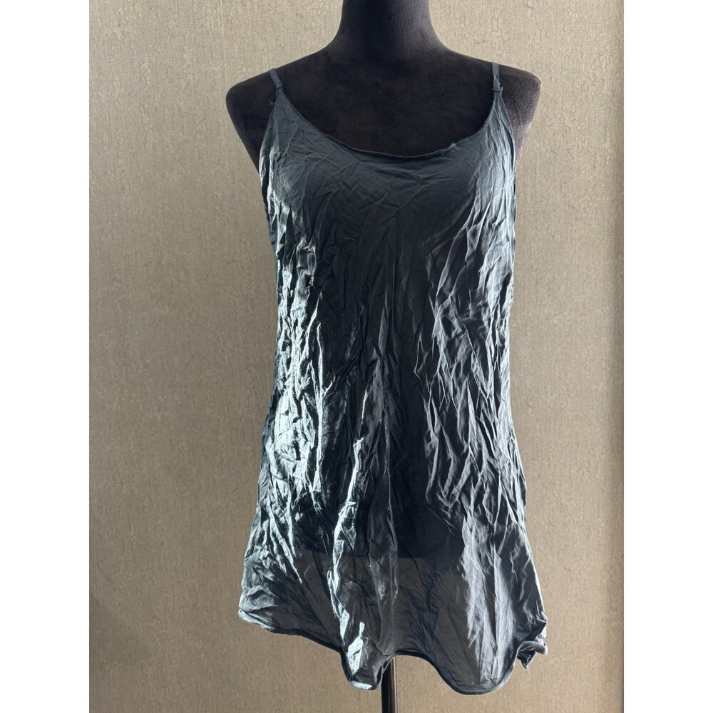 CP Shades Milla Cotton Silk Camisole Tank Top Crinkle Sheer Cami Slate Gray L